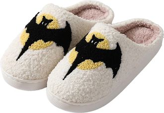 Generic Halloween Slippers Women Bat Slippers Women White Cartoon Sliders Warm Home Sliders Slip-On House Shoes Comfortable Bedroom Slides For Festival Soft P
