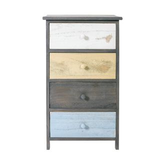 Mobili Rebecca Mobili Rebecca - Rebecca Mobili Mesita De Noche Comoda 4 Cajones Madera Gris 72x40x29