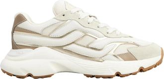 Tod's Leren en stoffen sneakers - Dames - Sneakers - Beige - 41 EU - Leer - Schoenen