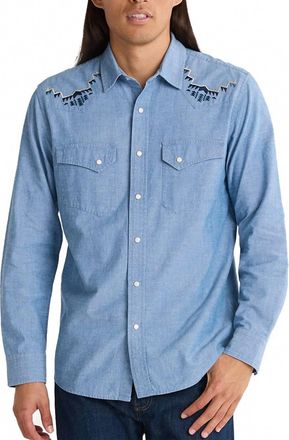 Pendleton Mens Gambler Long Sleeve Shirt In Blue Chambray