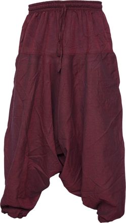Gheri Mens Light Cotton Drop Crotch Ninja Aladdin Genie Harem Trousers Maroon LXL