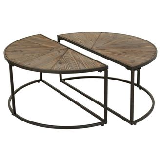 Wanderlust Deco Mesa de centro set 2pzas de madera y metal marron 91x45,5x40,5