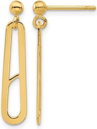Diamond2Deal 14K Yellow Gold Polished Paperclip Drop Dangle Earrings
