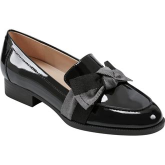 Bandolino Bow Loafer in Black Light Grey Bow at Nordstrom, Size 5.5