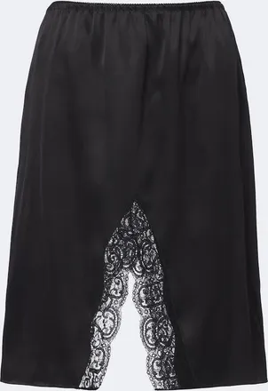Saint Laurent Lace-trimmed silk satin slip skirt