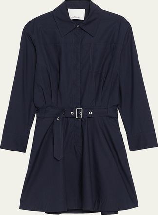 3.1 Phillip Lim Long-Sleeve Belted Cotton Mini Dress