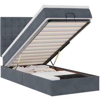 vidaXL Estructura Cama Otomana Colchones Terciopelo Gris Oscuro Vidaxl
