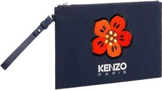 Kenzo Tassen, Dames, Blauw, ONE Size, Katoen, Boke Flower Grote Clutch