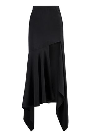 MUGLER Black Solid Maxi Skirt