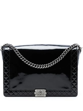 Chanel 2013-2014 Extra Large Patent Boy Reverso Flap crossbody bag - Zwart