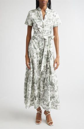 Alice & Olivia Lucy Toile Print Belted Maxi Shirtdress in Daybreak at Nordstrom, Size 12