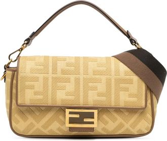 Fendi Hobo Bags - 2010-2024 Zucca Embroidered Canvas Baguette Satche - Gr. unisize - in Gelb - für Damen