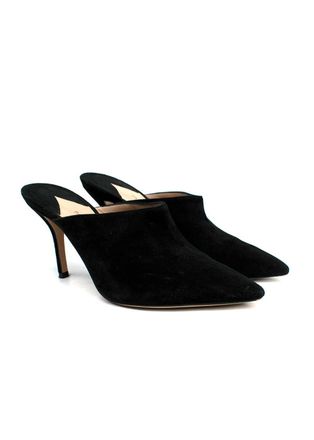 PAUL ANDREW Black Certosa Suede Mules Size 36
