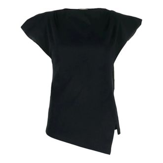 Isabel Marant Asymmetrical Black Cotton T-shirt - female - Isabel Marant - T-Shirts - Black - XS - Tops