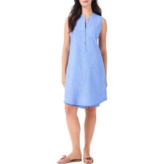 Nic+Zoe Rumba Linen Blend Shift Dress in Blue Mix at Nordstrom Rack, Size Large