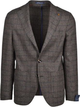 Sartoria Latorre Tailored Khaki Blazer with Checkered Pattern