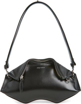 Alexander McQueen Manta Leather Clutch in Black/Silver at Nordstrom