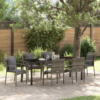 vidaXL Conjunto De Comedor De Jard&iacute;n 7 Pcs Gris Rat&aacute;n Sint&eacute;tico Vidaxl