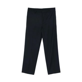 Emporio Armani Straight Trousers, male, Blue, Size: 3XL Logo Detail Wool Trousers
