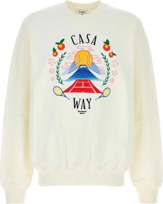 Casablanca Grafische Katoenen Sweater - Heren - Sweatshirts - Wit - S - Katoen - Hoodies & sweatvesten