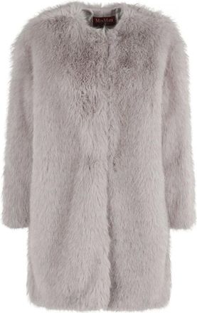 Max Mara Jassen, Dames, Grijs, S, Polyester, Eros Faux Fur Coat