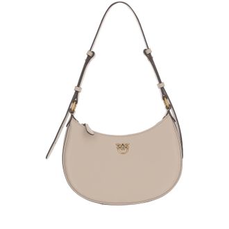 Pinko Simply Mini Love Beige Half Moon Leather Shoulder Bag