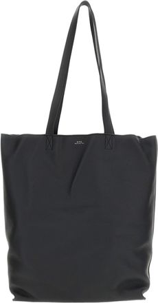 A.P.C. Black Leather Tote Maiko Medium Tote Bag