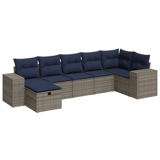 vidaXL Vidaxl - Set Divani da Giardino 7 pz con Cuscini Grigio in Polyrattan