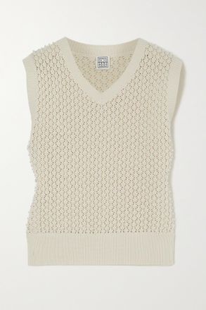 Toteme Ärmelloser Pullover Aus Baumwolle Mit Kunstperlen - Weiß