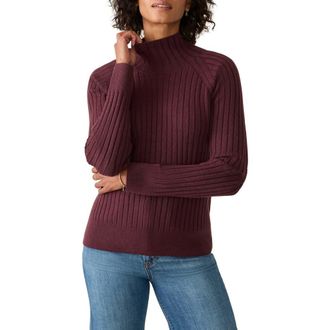 Faherty Jackson Mock Neck Cotton Blend Rib Sweater in Huckleberry Heather at Nordstrom Rack, Size Small