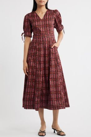 CeCe by Cynthia Steffe Balloon Sleeve Midi Dress in Rich Black at Nordstrom, Size 10