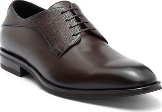BOSS Derrek Mixed Finish Plain Toe Derby in Dark Brown at Nordstrom, Size 11.5Us