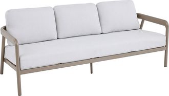 Vente-Unique Conjunto de jard&iacute;n de aluminio: sof&aacute; de 3 plazas, 2 sillones y una mesa de centro - Topo - ZAYORA de MYLIA