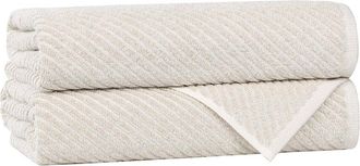 Superior Set Of 2 Amelia Medium Weight Diagonal Stripes Bath Towels