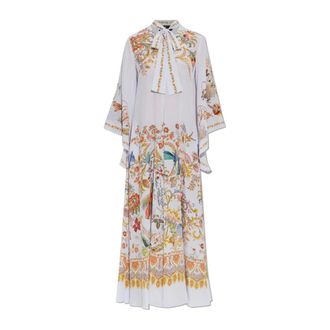 Etro Etro, Maxi Dresses, female, Blue, Size: XL Long Flared Silk Dress