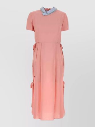 Prada asymmetric embroidered short-sleeve midi dress