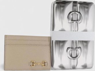 Gucci Mens Gucci Horsebit Card Case & Playing Cards Set Silver - Tan