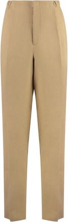 Fendi Broeken, Heren, Beige, L, Elastische Taille Canvas Broek Zakken Stof