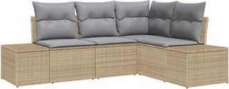 vidaXL Garden Sofa Set with Cushion 4 pcs Beige and Light Grey vidaXL