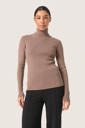 Soaked In Luxury SLSina Rollneck Slim Fit Pullover in Walnut at Nordstrom, Size Xx-Large