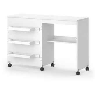 Vicco La Mesa De Costura Carmen, Blanco, 118 X 79.3 Cm Con 3 Estantes, Vicco