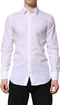 Dolce & Gabbana White GOLD Long Sleeve Dress Men Formal Mens Shirt (Pre-Owned)