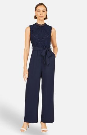 Yumi Lace Sleeveless Jumpsuit in Navy at Nordstrom, Size 12