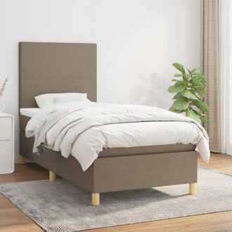 vidaXL Vidaxl - Cama Box Spring Con Colch&oacute;n Tela Gris Taupe 100x200 Cm