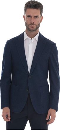 Fay Bimaterial Jacket - Heren - Blazers - Blauw - 2XL - Katoen - Jassen