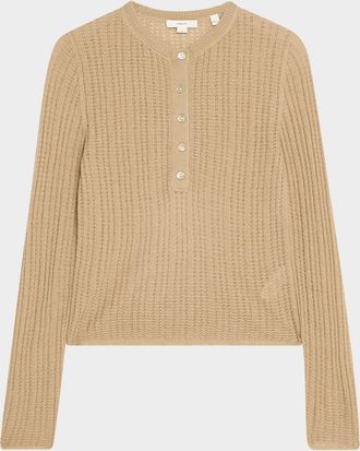 Vince Waffle-Knit Henley Top