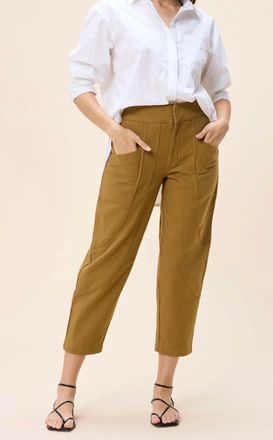 Cleobella Leo Cropped Wide Leg Pants In Dull Gold