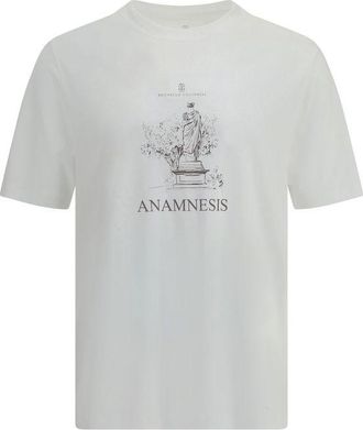 Brunello Cucinelli Brunello Cucinelli Mens Graphic Print Cotton Tshirt - White - Size 2XL