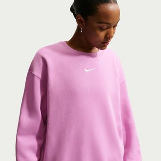 Nike Womens Nike Sportswear Phoenix Fleece Oversized Crew-Neck Sweatshirt in Purple | FZ4270-503
