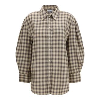 Ganni Camisa de Franela Ligera a Cuadros - Blouses & Shirts - Mujer - Multicolor - XS